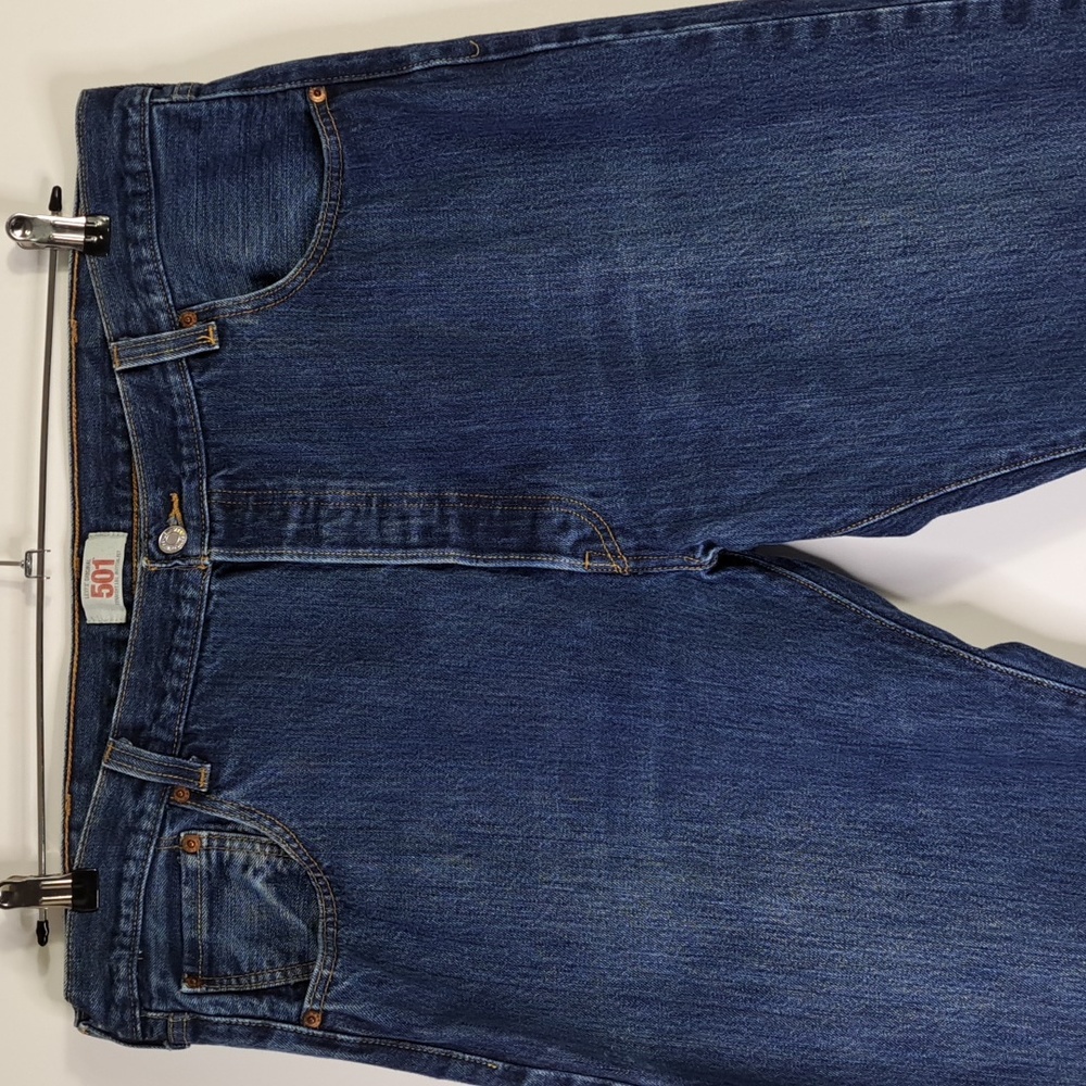 Levi's 501 Straight Leg Button Fly Blue Jeans Men's Size W41 L30 - Picture 7 of 16